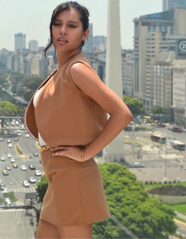 pollera marrón - moda - fleimm